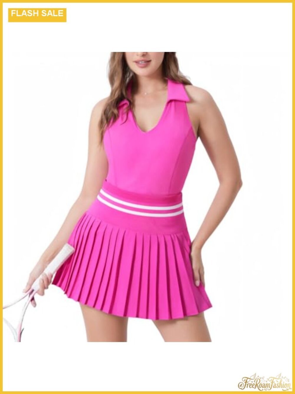 Two Piece Tennis Skirt Set for Women, Athletic Outfit with Pockets & Built-in